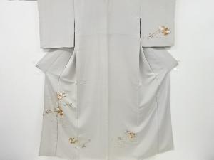 アンティーク　花車模様刺繍一つ紋着物(重ね衿付き)